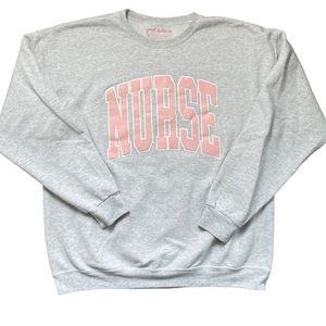 Girl Tribe Co. Nurse Pink Puffy Letters Sweatshirt Size XL PERFECT for Graduate